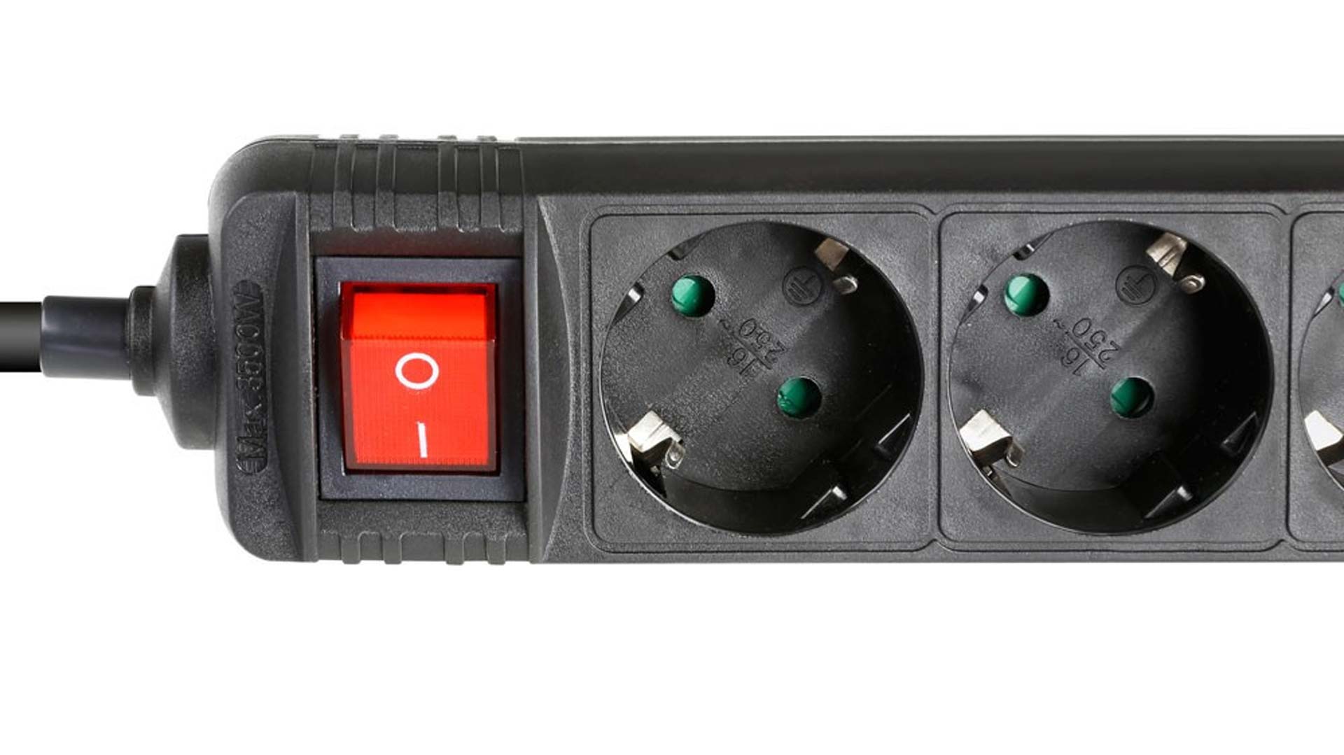 6-fach Steckdosenleiste, black