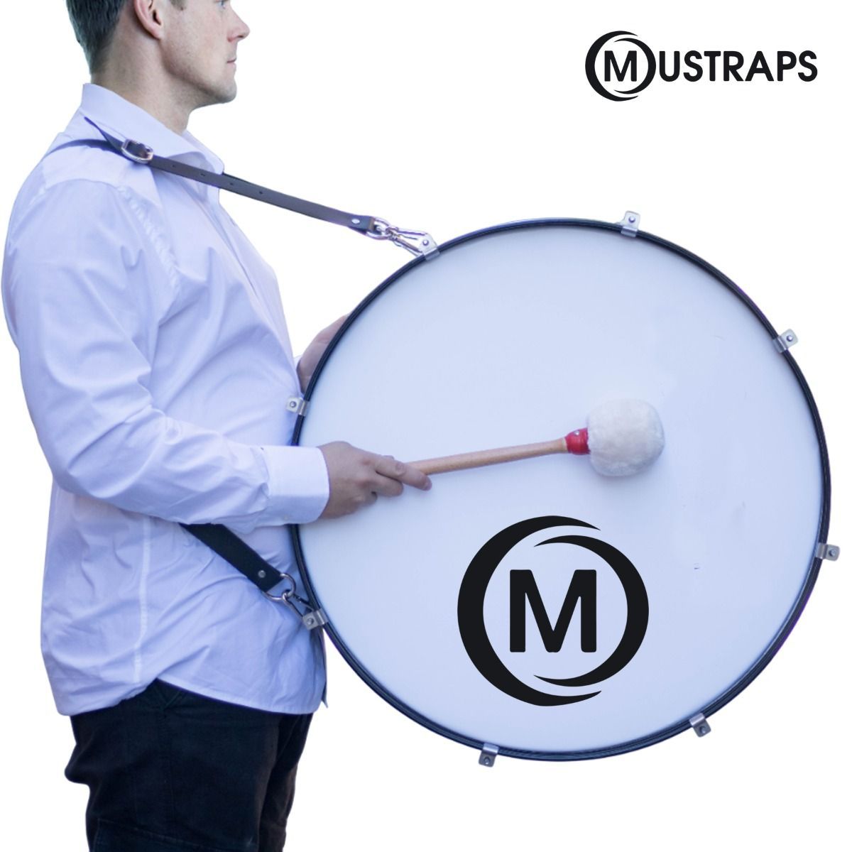 Bassdrum Tragegurt, Leder BLK