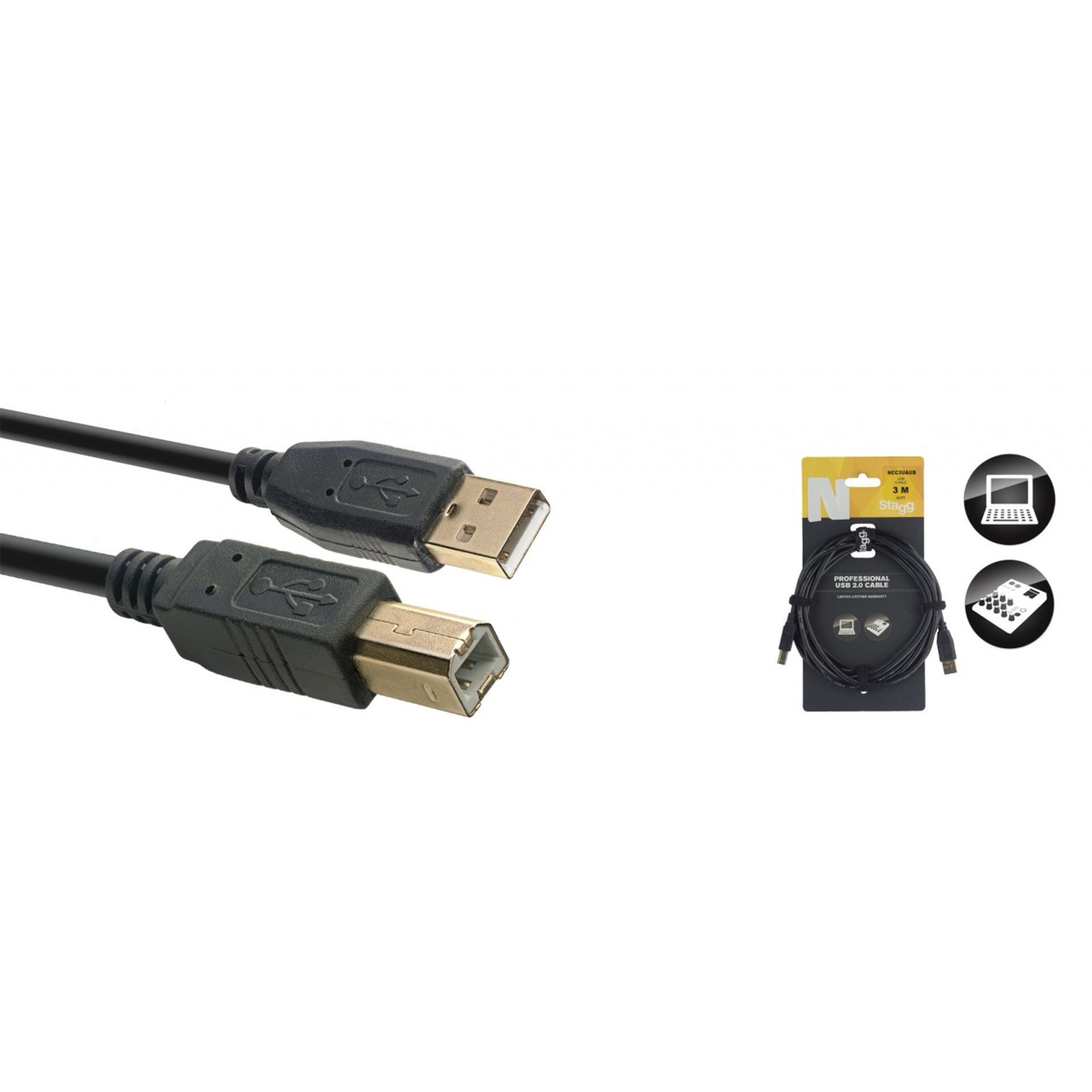 USB Kabel A-B, 2.0., 3m